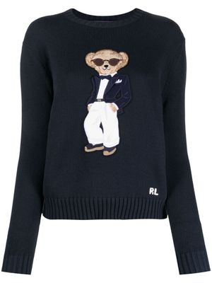 Ralph Lauren Collection pull en coton à logo Tuxedo Bear - Bleu