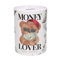 Spaarpot blik money lover - beertje - 12 x 16 cm   -