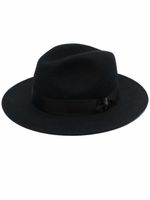 Borsalino fédora à ruban à logo - Noir