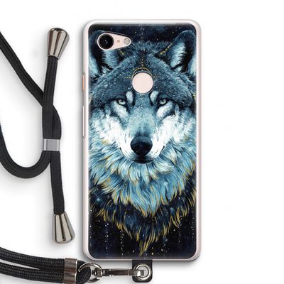 Darkness Wolf: Pixel 3 Transparant Hoesje met koord