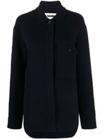 Jil Sander veste en laine à motif monogrammé - Bleu - thumbnail