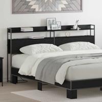 Hoofdbord met plank met opslag Zwart eiken 180 cm Bewerkt hout