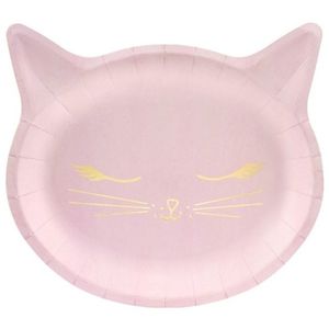 18x Poes/Poezen thema feest borden 22 cm   -