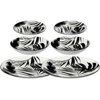 Servies set Palm Leaf - 2x - 36-delig - zwart - aardewerk dinerservies - tafelservies - 12 personen