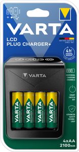 Varta LCD Plug Charger+ 4x 56706 Batterijlader NiMH AAA (potlood), AA (penlite), 9 V (blok)