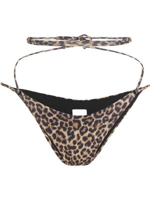 Matinèe bas de bikini à imprimé léopard - Marron