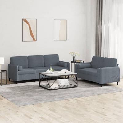 2-delige Loungeset met kussens fluweel donkergrijs
