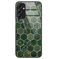 Samsung Galaxy A14 glazen hardcase - Kubus groen