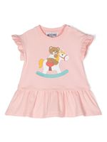 Moschino Kids robe en coton à logo Teddy Bear - Rose - thumbnail