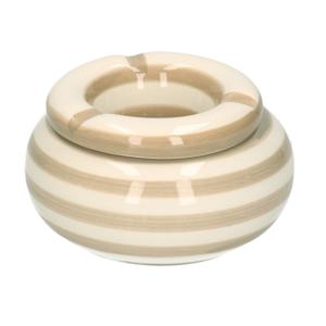 Stormasbak - Beige met wit - gestreept - keramiek - 11 x 6 cm