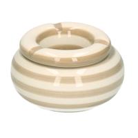Stormasbak - Beige met wit - gestreept - keramiek - 11 x 6 cm