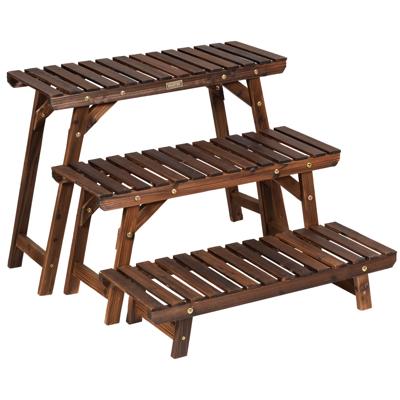 Houten Plantenstandaard 3 Lagen Hoek Plantenrek voor Zowel Binnen Als Buitengebruik Vrijstaande Display Rek voor Patio Tuin Balkon