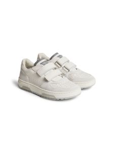 Brunello Cucinelli Kids baskets en cuir à attache scratch - Blanc