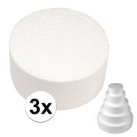 Piepschuim vormen schijf - 3x - 30 cm breed en 7 cm hoog - wit - knutselen - taartschijf - cirkel
