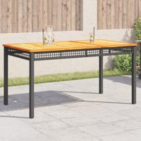 Tuintafel 140x80x75 cm poly rattan en acaciahout zwart - thumbnail