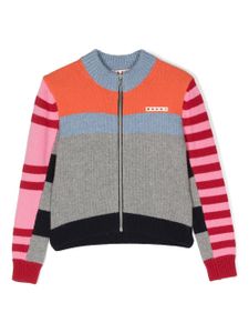 Marni Kids pull en maille Maglia à design colour block - Gris