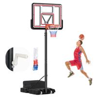 Basketbal Hoepel Buiten met Standaard Mobiel Basketbalhoepel 225-305 cm in Hoogte Verstelbaar met Handslinger Gewichtzak & 2 Netten