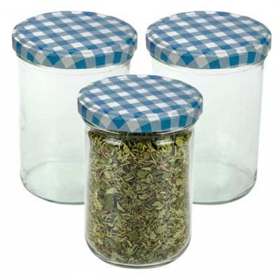 Weckpotten / inmaakpotten - blauw - 3x stuks - 440 ml - met draaideksel - glas Weckpotten / inmaakpotten - blauw - 3x stuks - 440 ml - met draaideksel - glas