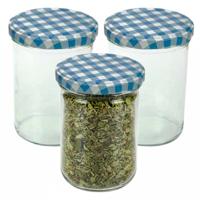 Weckpotten / inmaakpotten - blauw - 3x stuks - 440 ml - met draaideksel - glas