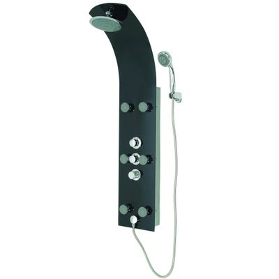 SCHÜTTE douchepaneel met thermostatische kraan lanzarote glas zwart