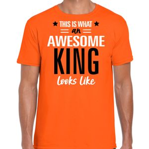 Oranje Koningsdag t-shirt - awesome king - voor heren