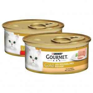 Gourmet Gold Mousse met kalkoen + rund combipack kattenvoer 48 x 85 g