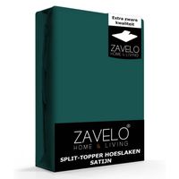 Zavelo Splittopper Hoeslaken Satijn Donker Groen-Lits-jumeaux (180x200 cm) - thumbnail
