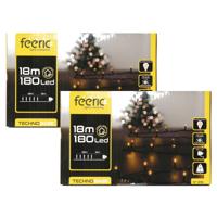 Kerstverlichting lichtsnoer - 2x - 180 led lampjes - warm wit - 18 meter -?groen snoer Kerstverlichting lichtsnoer - 2x - 180 led lampjes - warm wit - 18 meter -?groen snoer