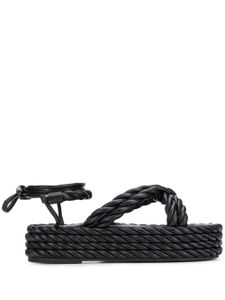 Valentino Garavani sandales compensées à design en corde - Noir