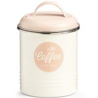 Wit/roze koffie bewaar/voorraad blik 11 x 16 cm 2 liter - thumbnail