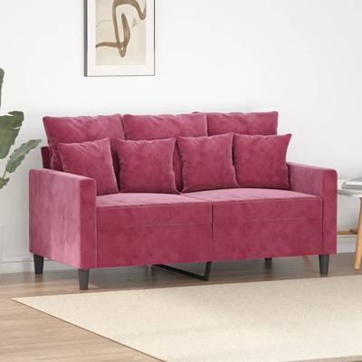Tweezitsbank 120 cm fluweel wijnrood