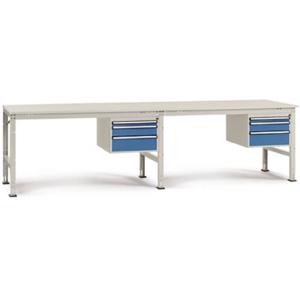 Manuflex AU5735.5012 Compleet werktafel basis- en aanbouw universele standaard met multiplex plaat, bxdxh = 4000 x 800 x 760-870 mm Lichtblauw (RAL 5012)