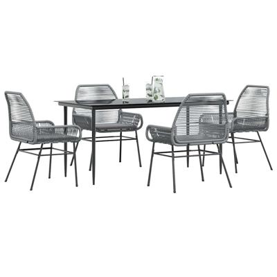 5-delige Tuinset met kussens poly rattan glas grijs
