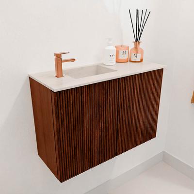 Toiletmeubel Mondiaz Joya Dlux | 60 cm | Meubelkleur Ruby | Faye wastafel Meli Wasbak Links | 1 kraangat