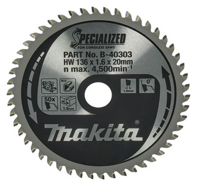 Makita Accessoires Cirkelzaagblad | Aluminium | 136X20X1,6 50T 0G - B-40303