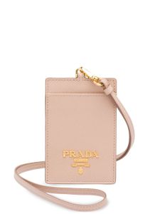 Prada étui à badge en cuir Saffiano - Rose