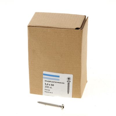 Spaanpl.schr. rvs-A2 lk pz-2 5.0X50 vd (200)