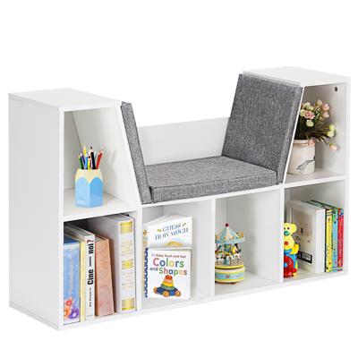 Boekenkast met Kussen Boekenkast met Leeshoekje Groter Formaat voor Kinderen/Tieners Opslagplank 6-Kubus Organisator Wit