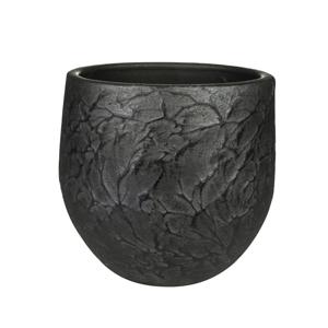 Ter Steege Plantenpot - antiek look - keramiek - zwart - 22 x 20 cm   -