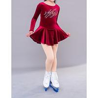 Kunstschaatsjurk Dames Voor meisjes Schaatsen Jurken Bordeaux Duimopening Netstof Spandex Rekbaar Opleiding Oefenen Professioneel Kunstschaatskleding Thermisch Warm Klassiek Kristal / Bergkristal Lightinthebox