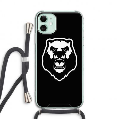 Angry Bear (black): iPhone 11 Transparant Hoesje met koord