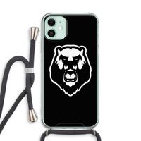 Angry Bear (black): iPhone 11 Transparant Hoesje met koord