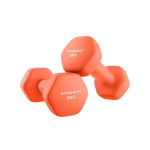 Hexagon dumbbells voor thuis met neopreen coating, Oranje / 2 x 3 kg