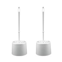 2x Witte toiletborstels met houder 39 x 9 cm rond - thumbnail