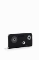 Grote portemonnee met borduursels - BLACK - U