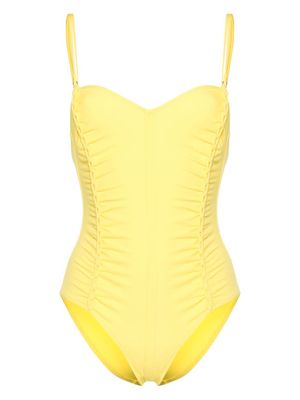 Ulla Johnson maillot de bain froncé à encolure cœur - Jaune