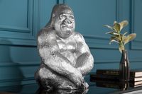 Decoratief Gorilla-figuur KONG 40cm zilveren handgemaakte metalen sculptuur - 43195