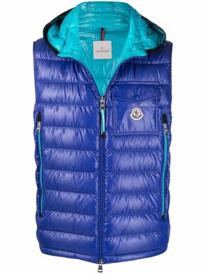 Moncler gilet matelassé Ragot à patch logo - Bleu