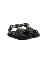 Versace Kids sandales en cuir à plaque Medusa - Noir - thumbnail