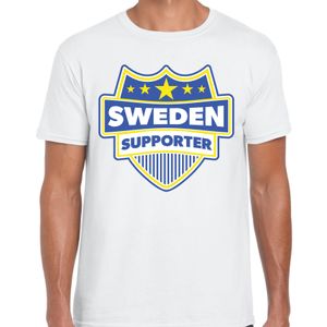 Zweden / Sweden schild supporter t-shirt wit voor heren